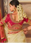 Beige and Red Embroidered Work Silk Blend Designer Contemporary Style Saree - 3