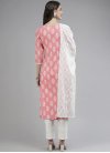 Print Work Salmon and White Readymade Designer Suit - 1