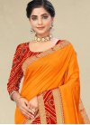 Orange and Red Lace Work Traditional Designer Saree - 1
