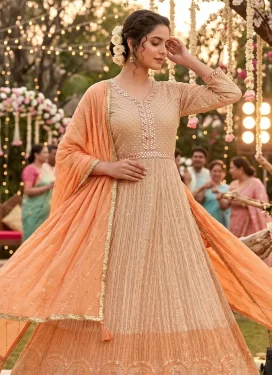 Georgette Embroidered Work Trendy Gown in Peach