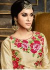 Savory Floral Work Silk Ankle Length Anarkali Salwar Suit For Festival - 1