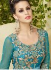 Girlish Aqua Blue Net Designer Floor Length Salwar Suit - 1