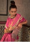 Handloom Silk Beige and Hot Pink Trendy Saree - 1