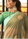 Lace Work Brown and Mint Green Designer Traditional Saree - 1