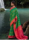 Green and Rose Pink Woven Work Designer Contemporary Saree - 1