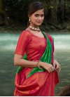 Green and Rose Pink Woven Work Designer Contemporary Saree - 2