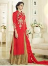 Beige and Red Embroidered Work Kameez Style Lehenga - 2