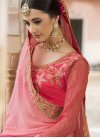 Rose Pink and Salmon Net Designer Contemporary Style Saree For Bridal - 1