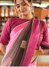 Lace Work Coffee Brown and Hot Pink  Designer Contemporary Style Saree - 1