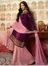 Silk Georgette Pink and Purple Sharara Salwar Kameez - 1