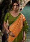 Woven Work Olive and Peach Trendy Classic Saree - 1