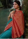 Woven Work Kanjivaram Silk Red and Teal Designer Contemporary Saree - 2