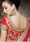 Modern Red And Beige Color Net Half N Half Wedding Saree - 2