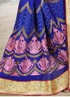 Aristocratic Blue and Hot Pink Embroidered Work Half N Half Designer Saree - 1