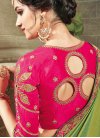 Precious  Silk Lace Work Olive and Rose Pink Trendy Classic Saree - 2