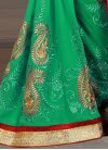 Embroidered Work Faux Georgette Half N Half Trendy Saree For Festival - 1
