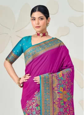 Woven Work Silk Traditional Saree in Magenta for Ceremonial