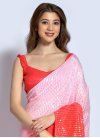 Pink and Red Embroidered Work Designer Traditional Saree - 1