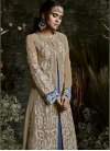 Beige and Blue Faux Georgette Pant Style Classic Salwar Suit - 1