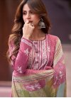 Hot Pink and Off White Pant Style Classic Salwar Suit - 1