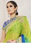 Booti Work Aloe Veera Green and Blue Fancy Fabric Designer Contemporary Style Saree For Festival - 1