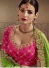 Art Silk Hot Pink and Mint Green Embroidered Work Half N Half Trendy Saree - 2