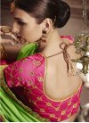 Art Silk Hot Pink and Mint Green Embroidered Work Half N Half Trendy Saree - 1