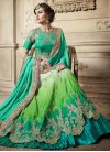 Green and Off White Satin Silk Designer A Line Lehenga Choli - 1