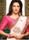 Peach and Rose Pink Embroidered Work Classic Saree - 2