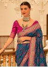 Rose Pink and Teal Woven Work Traditional Designer Saree - 2