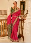 Olive and Rose Pink Woven Work Designer Contemporary Style Saree - 2