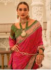 Olive and Rose Pink Woven Work Designer Contemporary Style Saree - 1