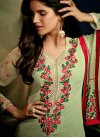 Adorning Faux Georgette Floral Work Pant Style Pakistani Suit - 1