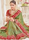 Olive and Red Lace Work Classic Saree - 2