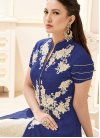 Gauhar Khan Banarasi Silk Aari Work Beige and Navy Blue Designer Kameez Style Lehenga Choli - 1