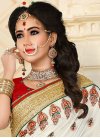 Pure Georgette Beads Work Off White Designer Traditional Saree - 1