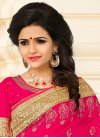 Bewitching Beads Work Pure Georgette Rose Pink Traditional Designer Saree For Ceremonial - 1