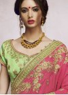 Silk Embroidered Work Hot Pink and Mint Green Half N Half Trendy Saree - 1