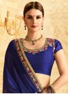 Faux Georgette Aloe Veera Green and Navy Blue Half N Half Trendy Saree For Festival - 2