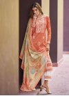 Off White and Peach Cotton Blend Pant Style Straight Salwar Suit - 1