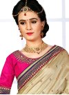 Beautiful Lace Work Beige and Rose Pink Contemporary Saree - 2