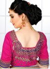 Beautiful Lace Work Beige and Rose Pink Contemporary Saree - 1