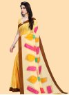 Crepe Silk Cream and Mustard Digital Print Work Designer Traditional Saree - 1
