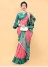 Rose Pink and Sea Green Traditional Designer Saree For Casual - 1