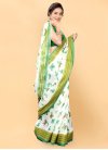 Olive and White Cotton Designer Contemporary Style Saree - 1