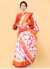 Orange and White Traditional Designer Saree - 1