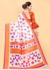 Orange and White Traditional Designer Saree - 2