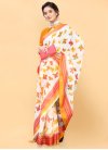 Cotton Orange and White Designer Contemporary Style Saree For Casual - 1