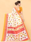 Cotton Orange and White Designer Contemporary Style Saree For Casual - 2