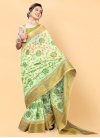 Mint Green and Olive Cotton Traditional Designer Saree - 1